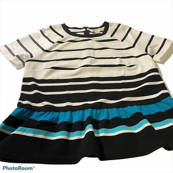 MICHAEL KORS Striped Peplum Top Petite Large - Picture 4 of 8